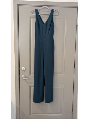Women's Crystal Sky Teal V-Neck Sleeveless Jumpsuit M